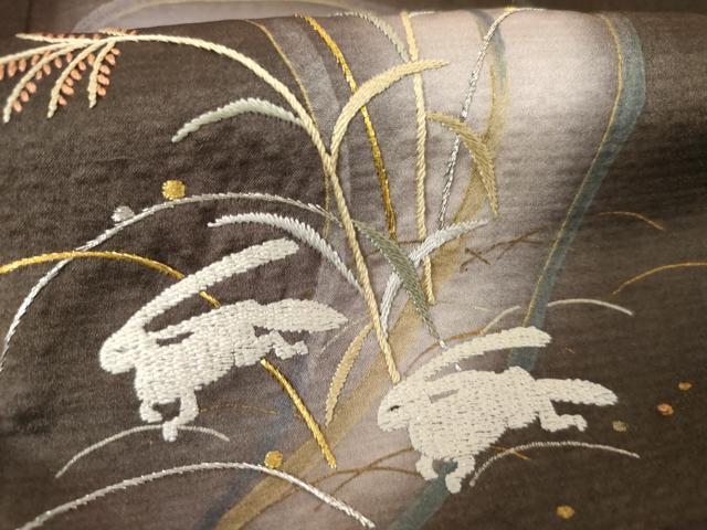 平和屋着物●訪問着　刺繍　月兎　暈し染め　金彩　金銀糸　正絹　逸品　未使用　AABG8035cs