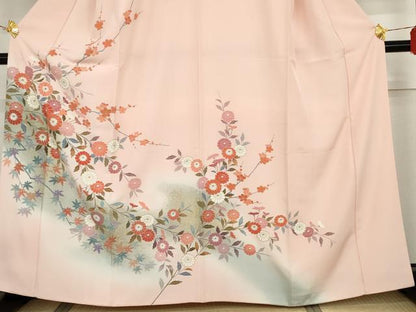 平和屋着物●訪問着　友禅　枝花文　暈し染め　金彩　正絹　逸品　AABG8036cs