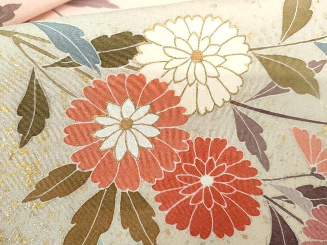 平和屋着物●訪問着　友禅　枝花文　暈し染め　金彩　正絹　逸品　AABG8036cs
