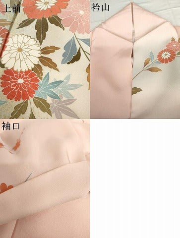 平和屋着物●訪問着　友禅　枝花文　暈し染め　金彩　正絹　逸品　AABG8036cs
