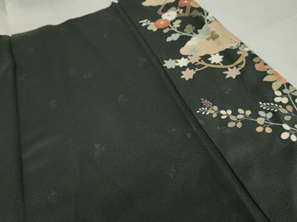 平和屋着物●訪問着　駒刺繍　雲取り枝花文　金彩　正絹　逸品　AABG8040cs