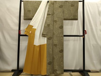 平和屋着物■上質な小紋 更紗花文 鬼しぼ縮緬 正絹 逸品 AABG8046sx