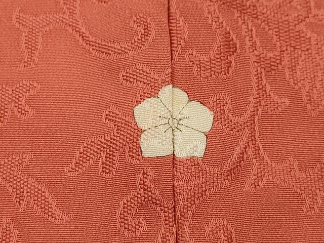 平和屋着物■上質な色無地 更紗花地紋 鉛丹色 正絹 逸品 AABG8048sx
