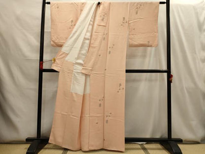 平和屋着物■上質な小紋 飾花文 銀糸 正絹 逸品 AABG8050sx