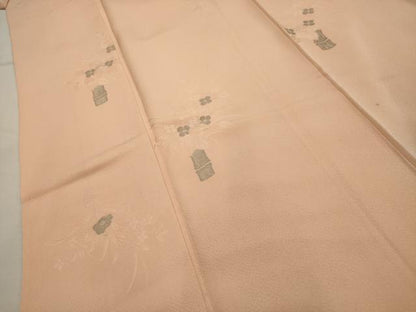 平和屋着物■上質な小紋 飾花文 銀糸 正絹 逸品 AABG8050sx