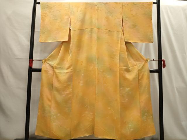 平和屋着物■上質な小紋 地紋起こし 笹の葉地紋 暈し染め 正絹 逸品 AABG8060sx