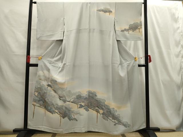 平和屋着物■中国三大刺繍 相良刺繍 訪問着 枝松文 暈し染め 金糸 金彩 正絹 逸品 AABG8061sx