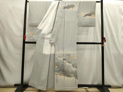 平和屋着物■中国三大刺繍 相良刺繍 訪問着 枝松文 暈し染め 金糸 金彩 正絹 逸品 AABG8061sx