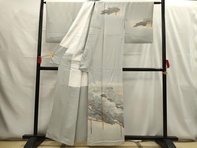 平和屋着物■中国三大刺繍 相良刺繍 訪問着 枝松文 暈し染め 金糸 金彩 正絹 逸品 AABG8061sx