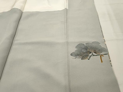 平和屋着物■中国三大刺繍 相良刺繍 訪問着 枝松文 暈し染め 金糸 金彩 正絹 逸品 AABG8061sx