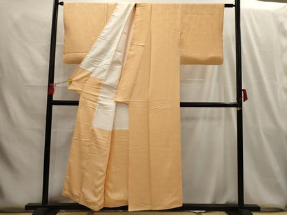 平和屋着物■上質な色無地 紋意匠 杏色 正絹 逸品 AABG8062sx