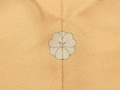 平和屋着物■上質な色無地 紋意匠 杏色 正絹 逸品 AABG8062sx