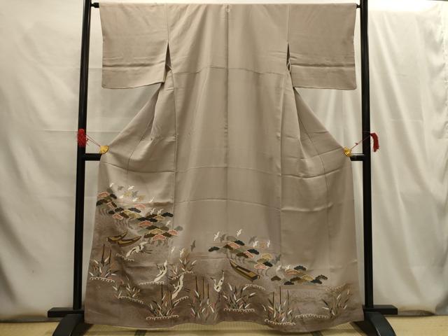 平和屋着物■豪華黒留袖 飛鶴浜松文 金彩 正絹 逸品 AABG8066sx
