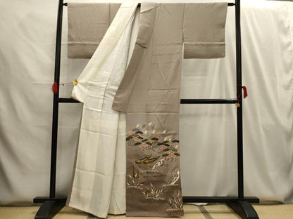 平和屋着物■豪華黒留袖 飛鶴浜松文 金彩 正絹 逸品 AABG8066sx
