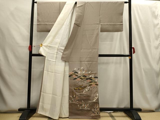 平和屋着物■豪華黒留袖 飛鶴浜松文 金彩 正絹 逸品 AABG8066sx