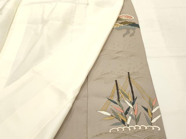 平和屋着物■豪華黒留袖 飛鶴浜松文 金彩 正絹 逸品 AABG8066sx