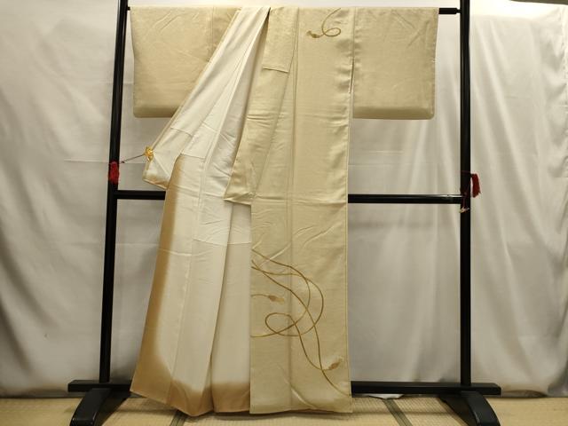 平和屋着物■中国三大刺繍 相良刺繍 訪問着 結び紐文 銀糸 正絹 逸品 AABG8068sx