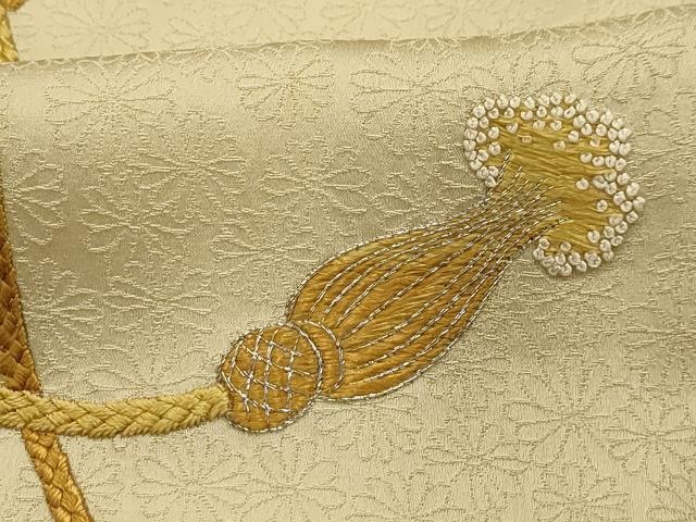 平和屋着物■中国三大刺繍 相良刺繍 訪問着 結び紐文 銀糸 正絹 逸品 AABG8068sx