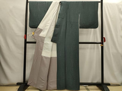 平和屋着物■上質な小紋 よろけ縞 正絹 逸品 AABG8069sx