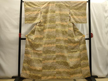 平和屋着物■上質な紬 横段花文 正絹 逸品 AABG8077sx