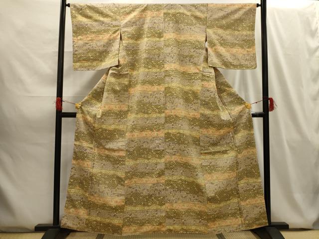 平和屋着物■上質な紬 横段花文 正絹 逸品 AABG8077sx