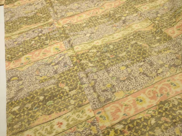 平和屋着物■上質な紬 横段花文 正絹 逸品 AABG8077sx
