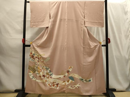 平和屋着物■豪華色留袖　刺繍　松竹梅　鬘帯吉祥花文　金糸　金彩　正絹　逸品　AABG8088sx