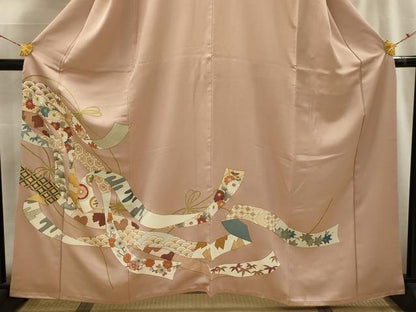 平和屋着物■豪華色留袖　刺繍　松竹梅　鬘帯吉祥花文　金糸　金彩　正絹　逸品　AABG8088sx