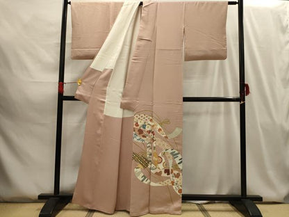 平和屋着物■豪華色留袖　刺繍　松竹梅　鬘帯吉祥花文　金糸　金彩　正絹　逸品　AABG8088sx