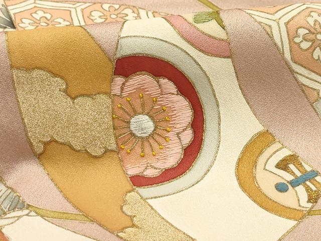 平和屋着物■豪華色留袖　刺繍　松竹梅　鬘帯吉祥花文　金糸　金彩　正絹　逸品　AABG8088sx