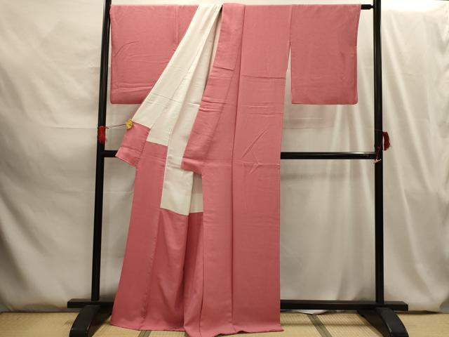 平和屋着物■上質な色無地 紋意匠 浅緋色 正絹 逸品 AABG8089sx