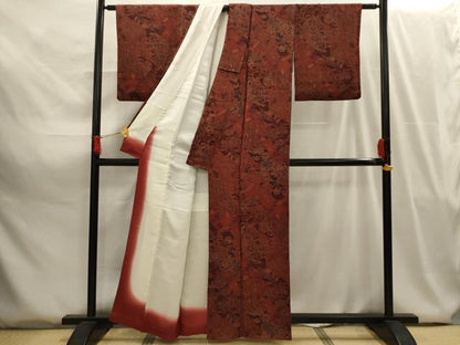 平和屋着物■上質な小紋 双獣花文 鬼しぼ縮緬 正絹 逸品 AABG8093sx