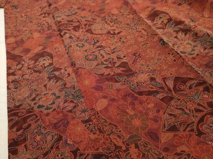 平和屋着物■上質な小紋 双獣花文 鬼しぼ縮緬 正絹 逸品 AABG8093sx
