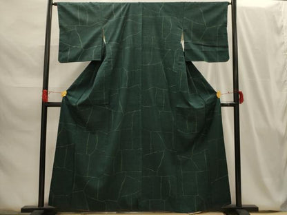 平和屋着物■上質な紬　氷割れ文　正絹　逸品　AABG8097sx