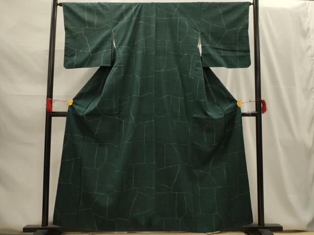 平和屋着物■上質な紬　氷割れ文　正絹　逸品　AABG8097sx