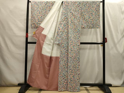 平和屋着物■本場染大島紬 草花文 正絹 逸品 AABG8119sx