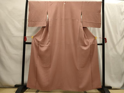 平和屋着物■上質な色無地 紋意匠 砺茶色 正絹 逸品 AABG8121sx