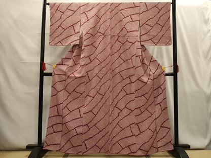 平和屋着物■上質な小紋 総絞り 斜縞 正絹 逸品 AABG8136sx