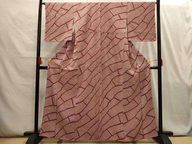 平和屋着物■上質な小紋 総絞り 斜縞 正絹 逸品 AABG8136sx
