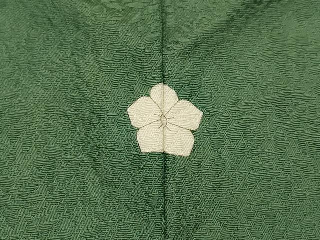 平和屋着物■上質な色無地 舞花地紋 老竹色 反端付き 正絹 逸品 AABG8148sx