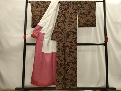 平和屋着物■上質な小紋 草花文 正絹 逸品 AABG8152sx
