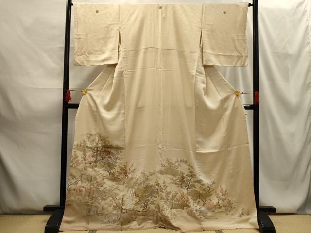 平和屋着物■豪華色留袖 松竹梅風景文 金銀彩 ロング丈 正絹 逸品 AABG8153sx
