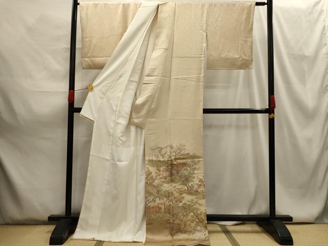 平和屋着物■豪華色留袖 松竹梅風景文 金銀彩 ロング丈 正絹 逸品 AABG8153sx