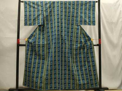 平和屋着物■上質な紬 絣柄 正絹 逸品 AABG8154sx
