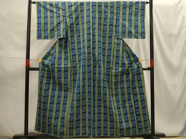 平和屋着物■上質な紬 絣柄 正絹 逸品 AABG8154sx