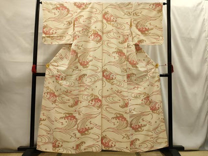 平和屋着物■上質な小紋 立波文 正絹 逸品 AABG8157sx