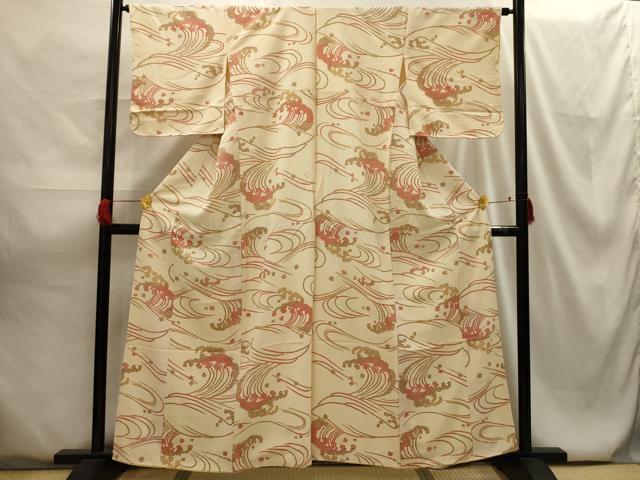 平和屋着物■上質な小紋 立波文 正絹 逸品 AABG8157sx