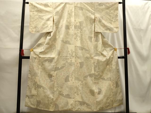 平和屋着物■上質な紬 地紙重ね花文 正絹 逸品 AABG8159sx