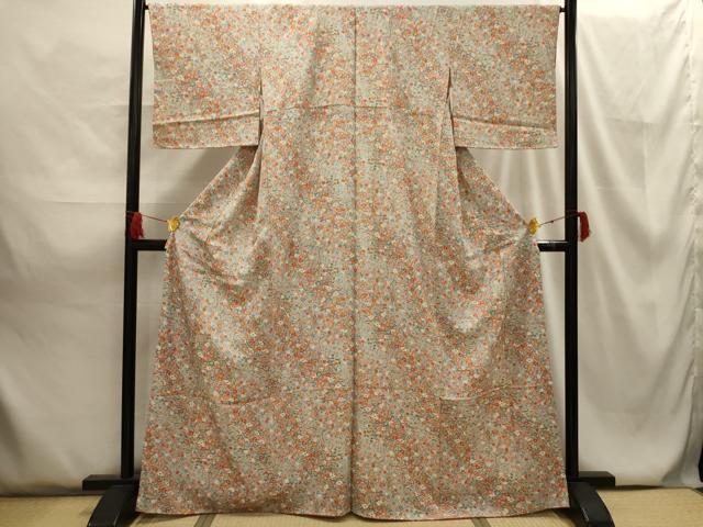平和屋着物■上質な小紋 草花文 正絹 逸品 AABG8161sx
