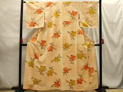 平和屋着物■上質な小紋 地紋起こし 草花文 正絹 逸品 AABG8162sx